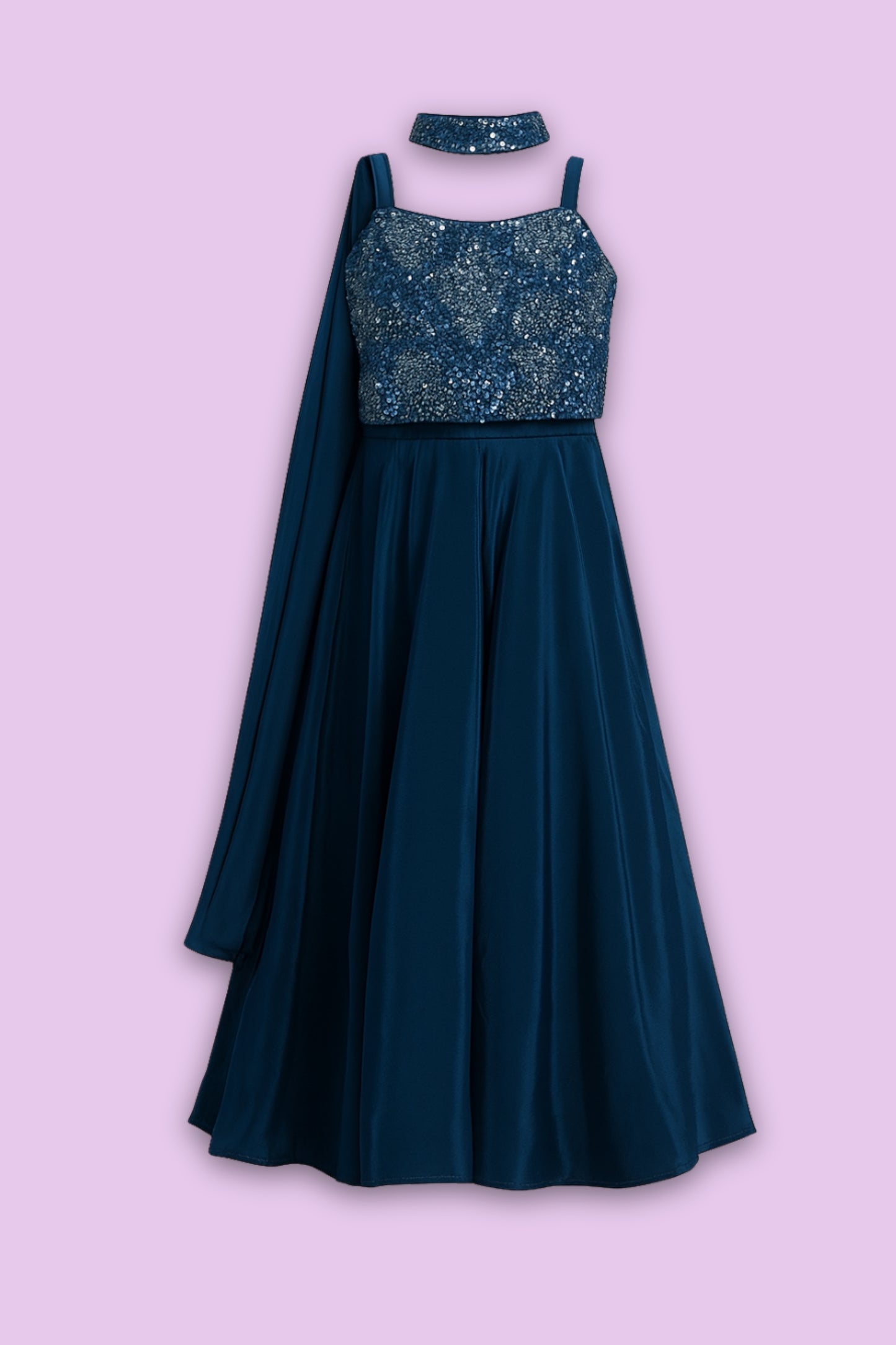 Navy Blue Sequin Palazzo Set