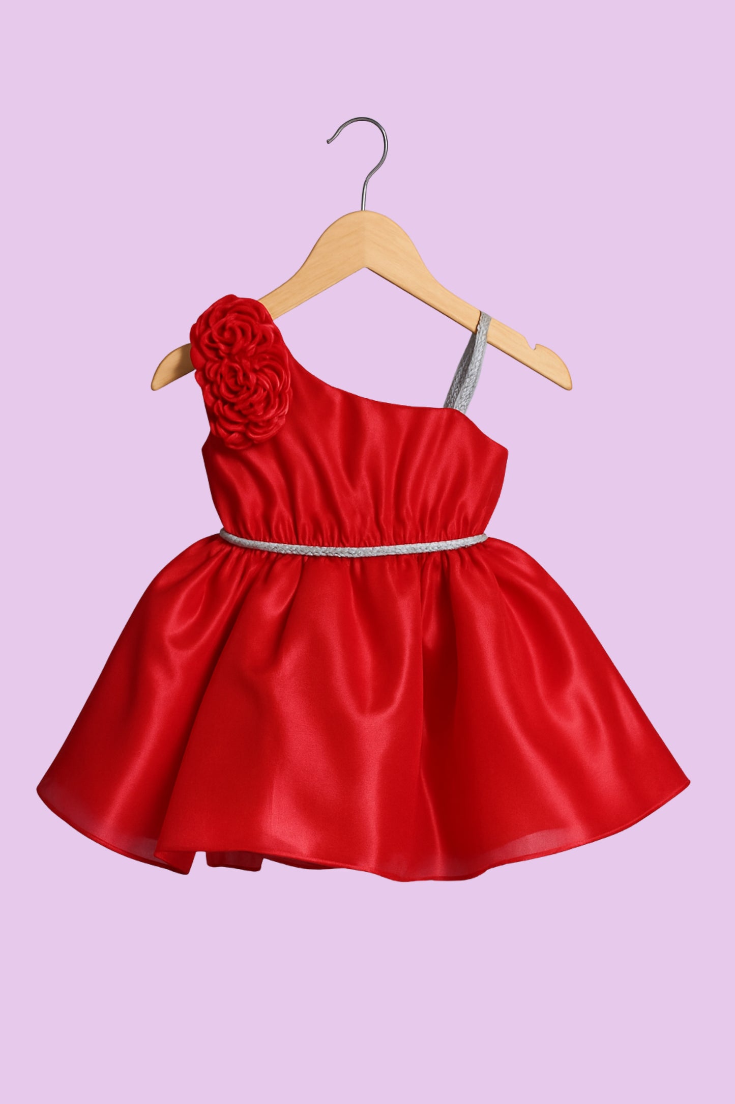 Radiant Red One-Shoulder Party Frock