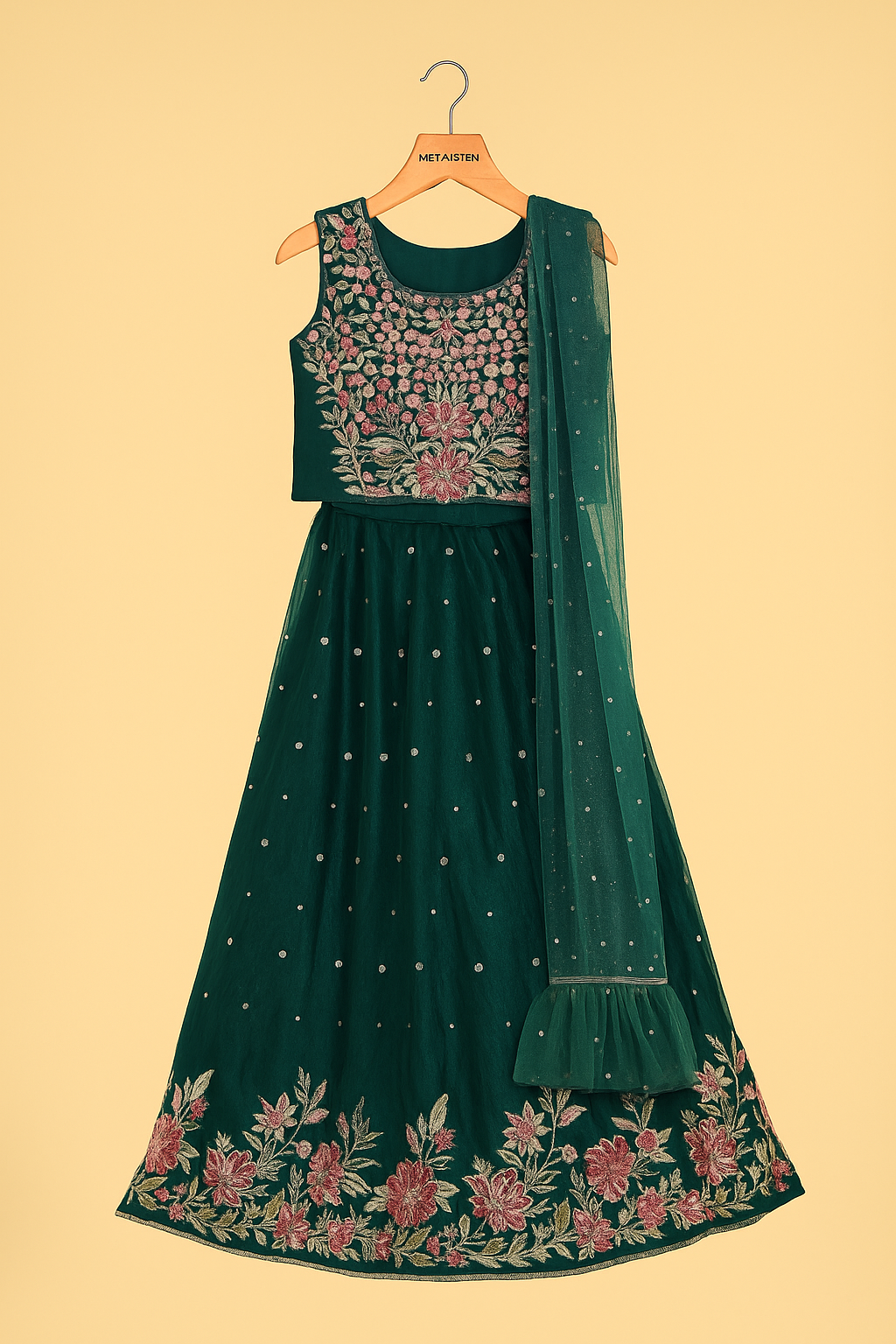 Teal Green Embroidered Gagra Choli Set