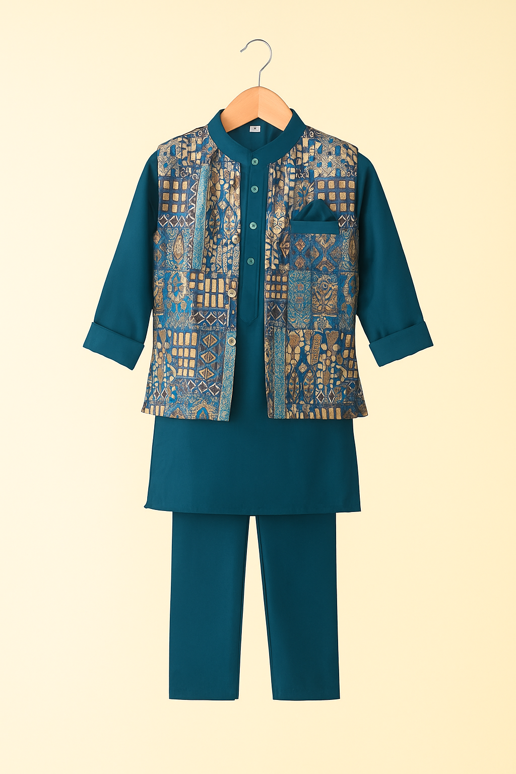 Royal Teal Charm – Boys' Festive Kurta Set