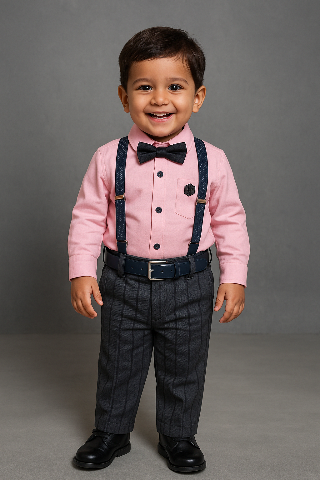 Pink Shirt & Striped Pant Formal Set