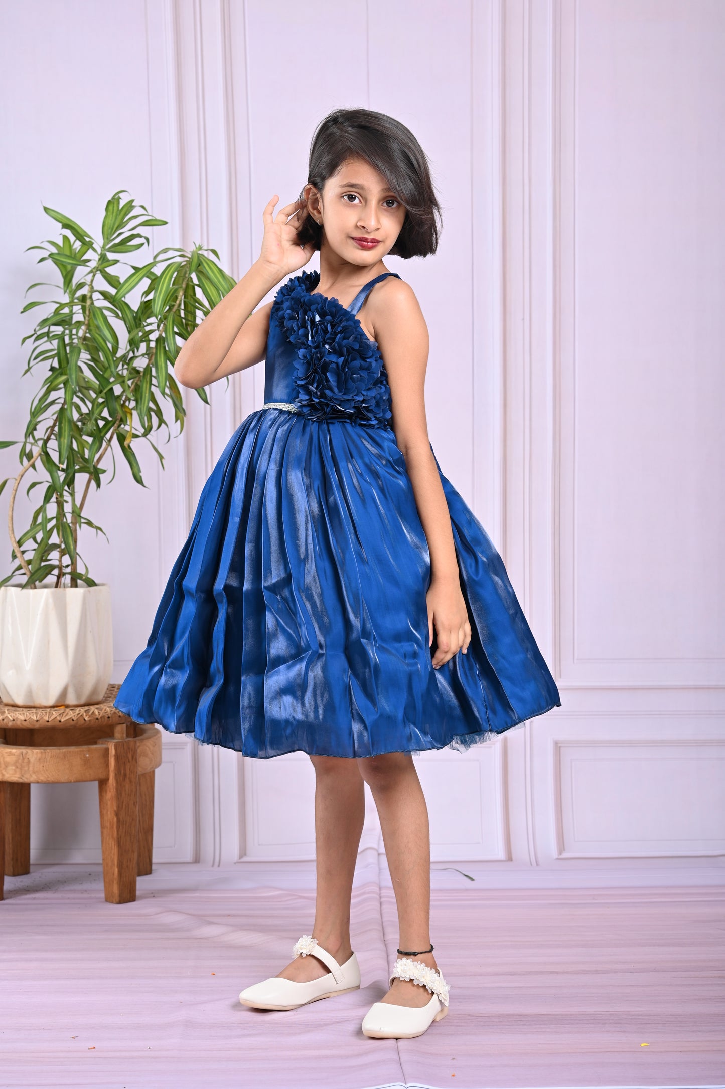 Royal Blue One-Shoulder Party Frock