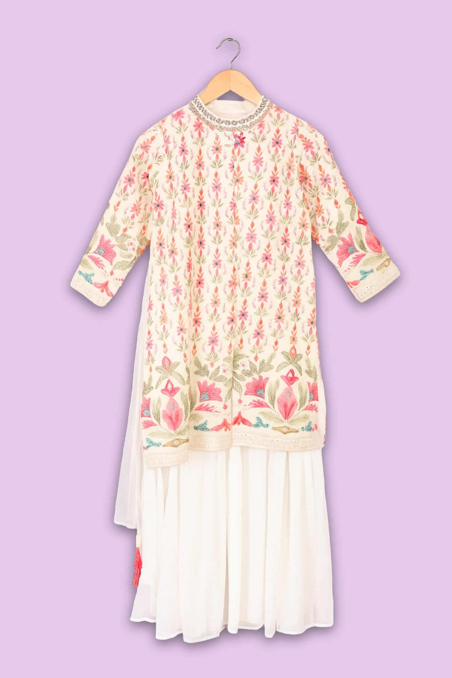 Ivory Multicolor Embroidered Palazzo Set