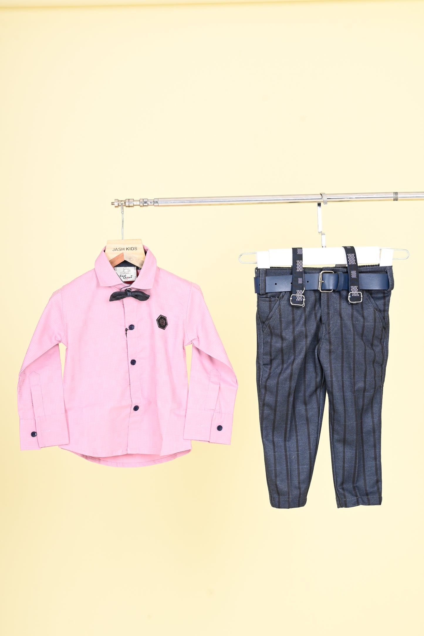 Pink Shirt & Striped Pant Formal Set
