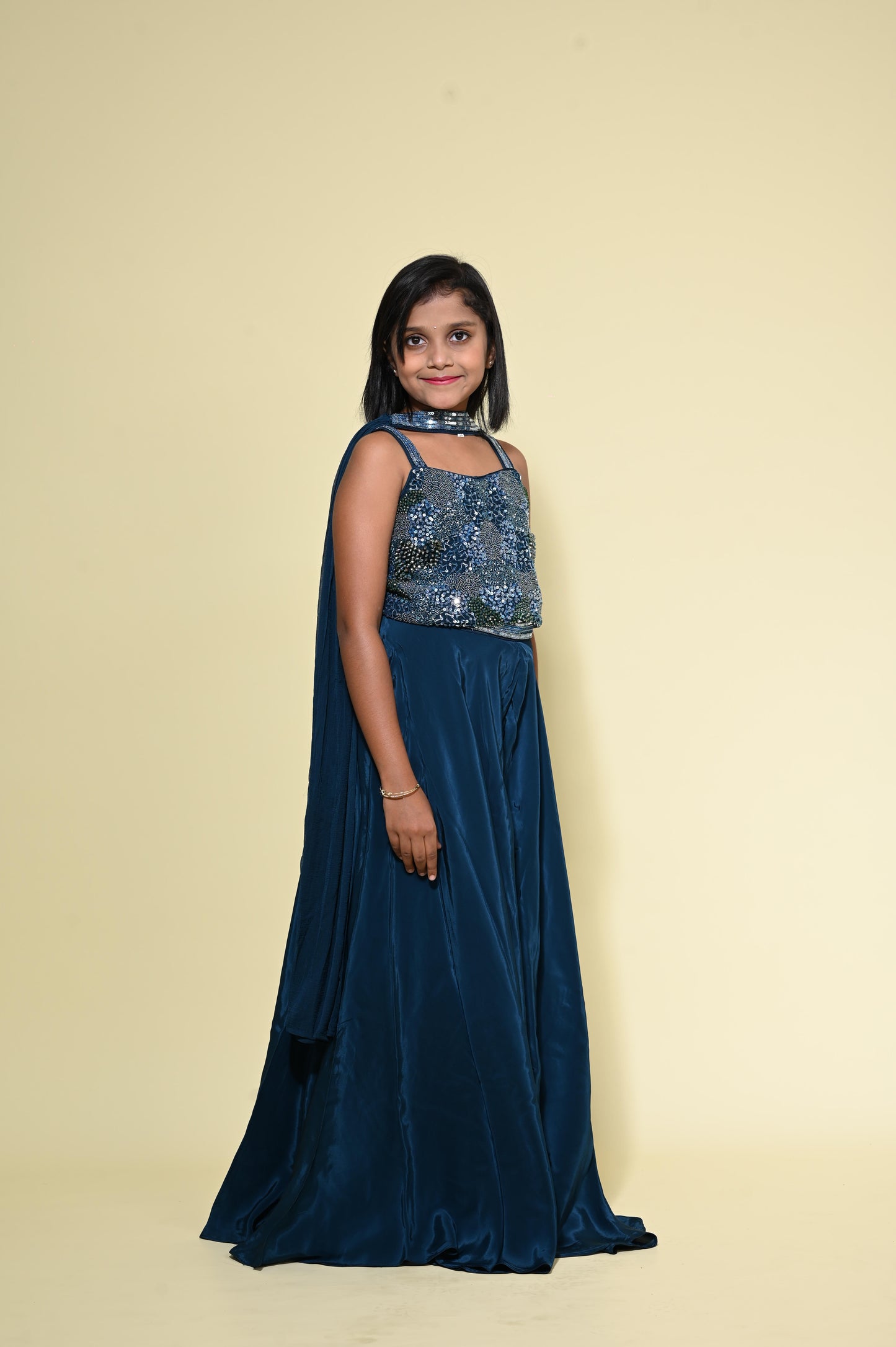 Navy Blue Sequin Palazzo Set