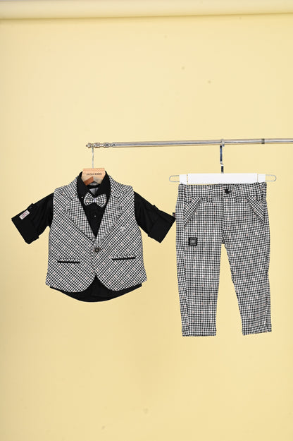 Black & White Checkered Full Pant Set