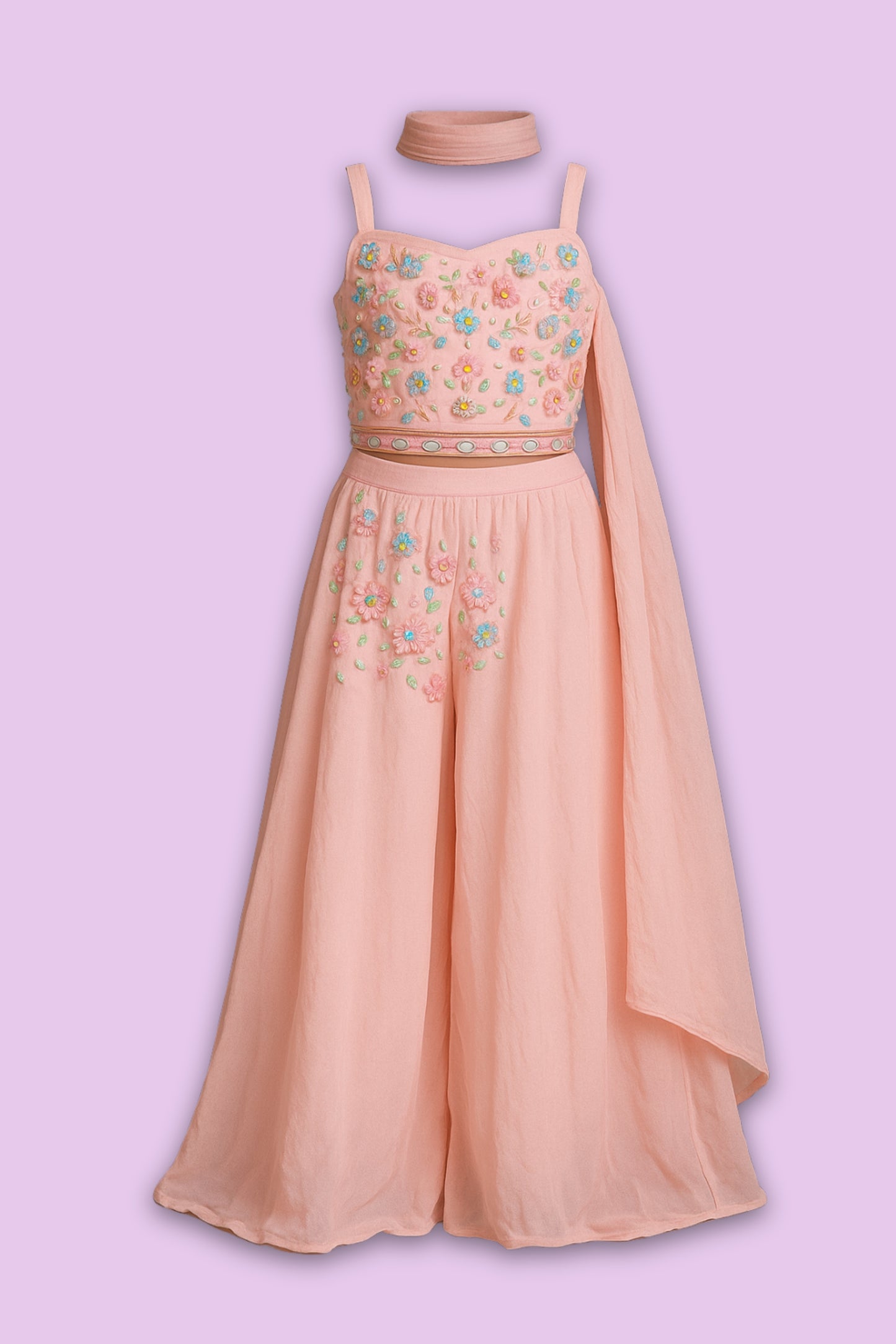 Blush Pink Floral Palazzo Set