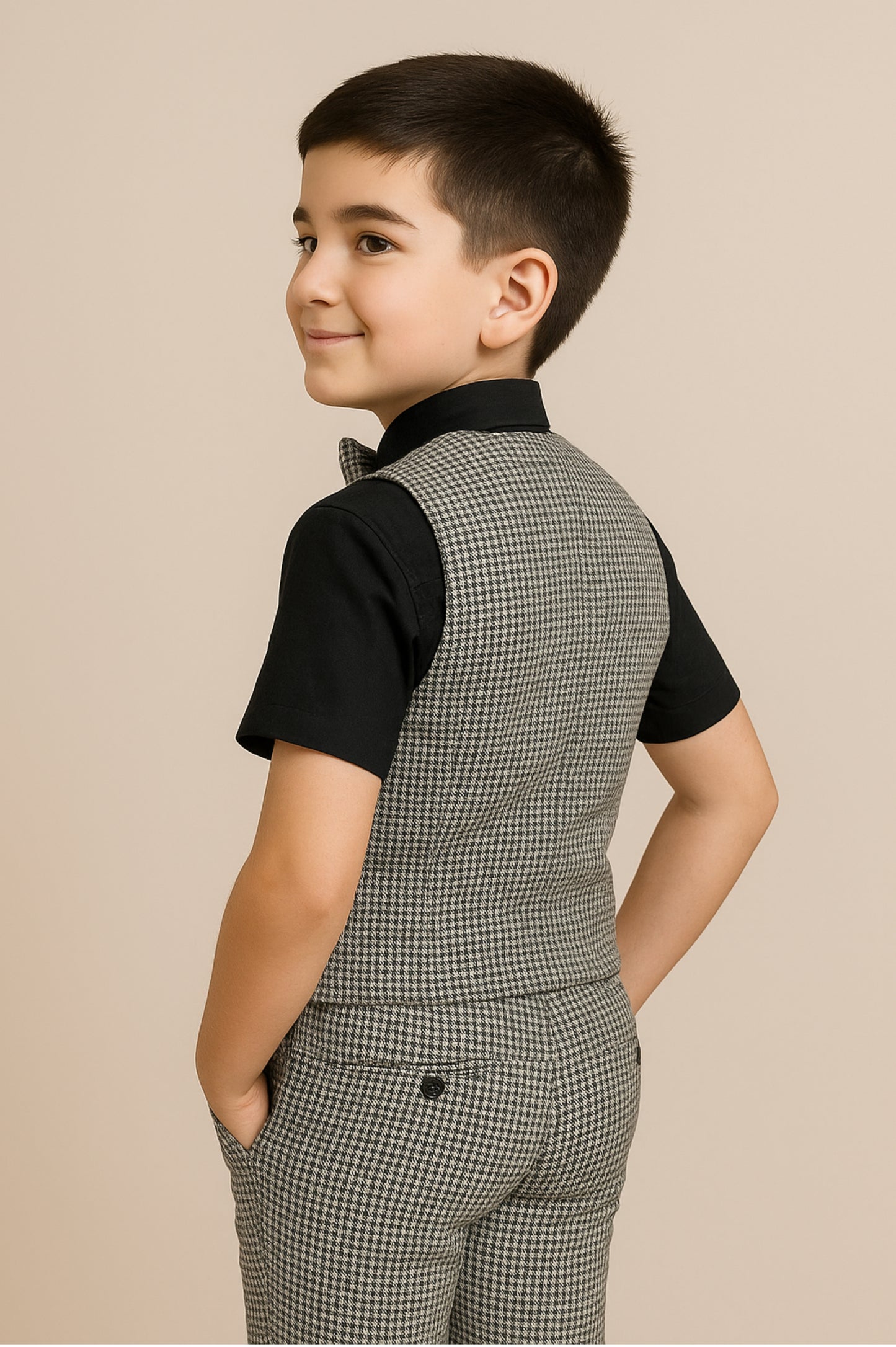 Black & White Checkered Full Pant Set