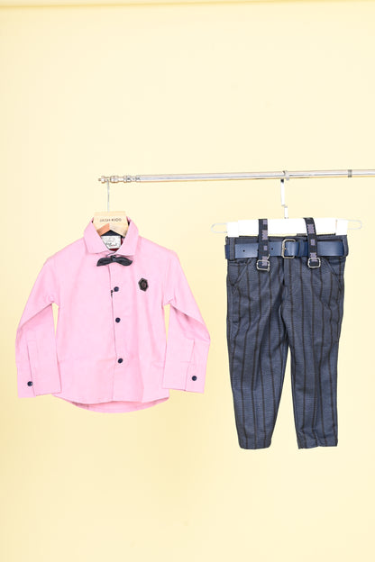 Pink Shirt & Striped Pant Formal Set