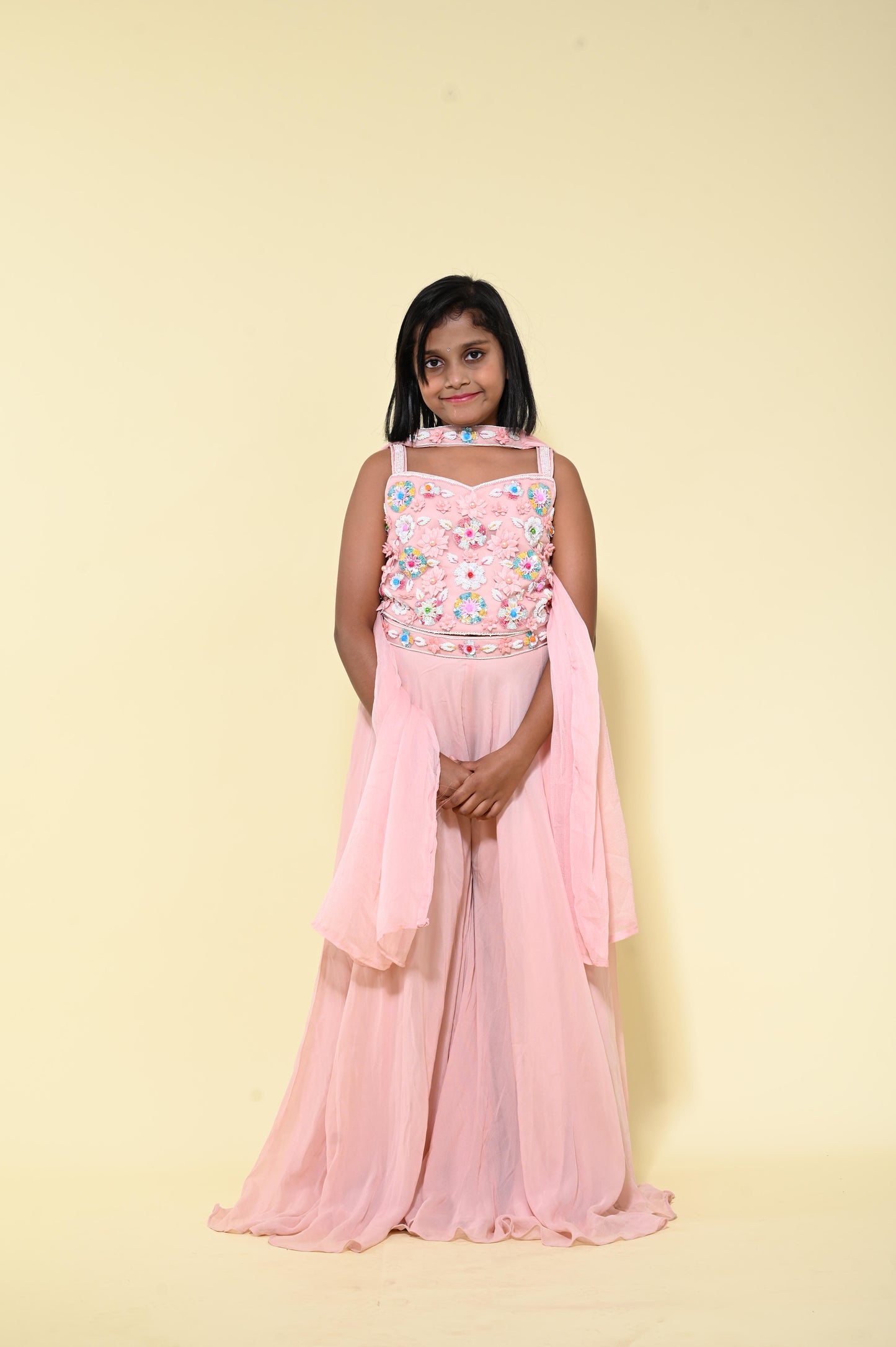 Blush Pink Floral Palazzo Set